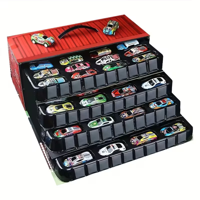 48 PCS Pull Car Container Toy Set for Kids – Alloy Die Cast Racing Cars with Storage Truck Case, Foldable Play Mat Road Map, Friction Powered Mini Vehicle Toys for Boys & Girls Age 3+