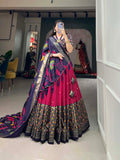 Designer Semi-Stitched Tussar Silk Lehenga Choli | Printed Blouse & Matching Dupatta | Elegant for Wedding, Festival, Reception & Party