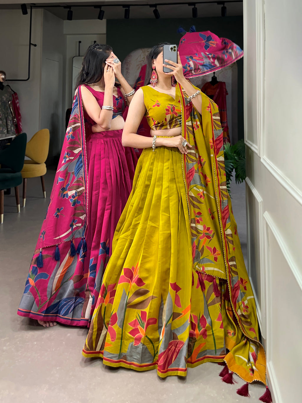 Women's Designer Semi-Stitched Tussar Silk Lehenga Choli | Printed Blouse & Matching Dupatta | Elegant for Wedding, Festival, Reception & Party