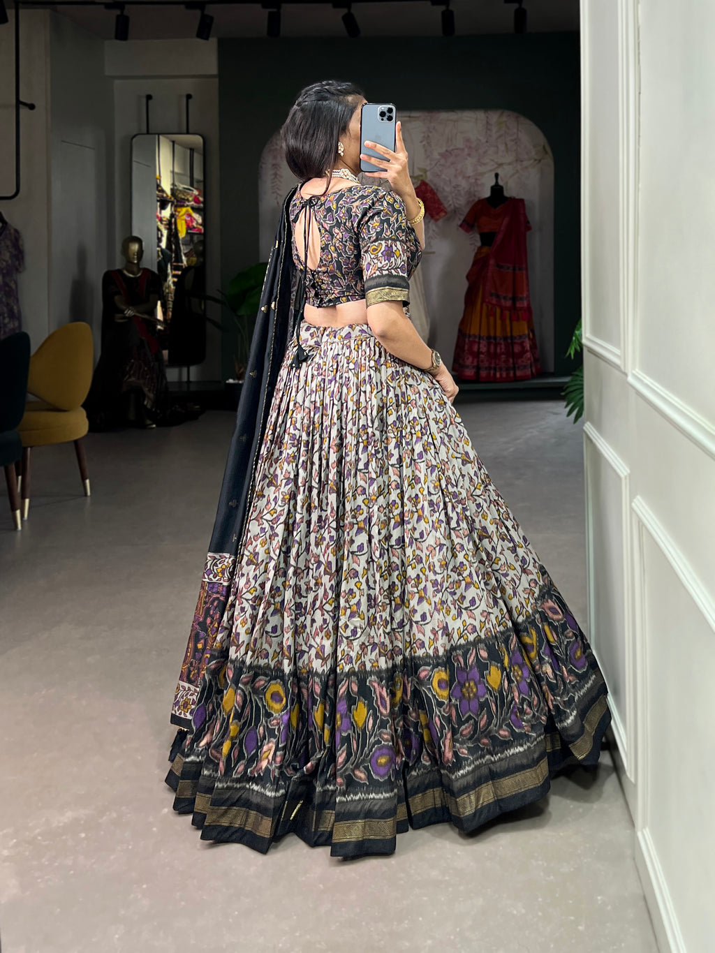 Women's Designer Semi-Stitched Tussar Silk Lehenga Choli | Printed Blouse & Matching Dupatta | Elegant for Wedding, Festival, Reception & Party
