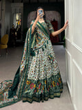 Women's Designer Semi-Stitched Tussar Silk Lehenga Choli | Printed Blouse & Matching Dupatta | Elegant for Wedding, Festival, Reception & Party
