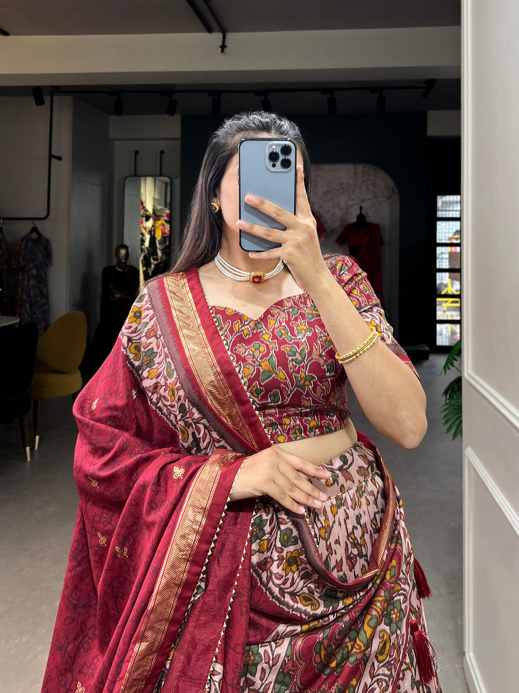 Women's Designer Semi-Stitched Tussar Silk Lehenga Choli | Printed Blouse & Matching Dupatta | Elegant for Wedding, Festival, Reception & Party