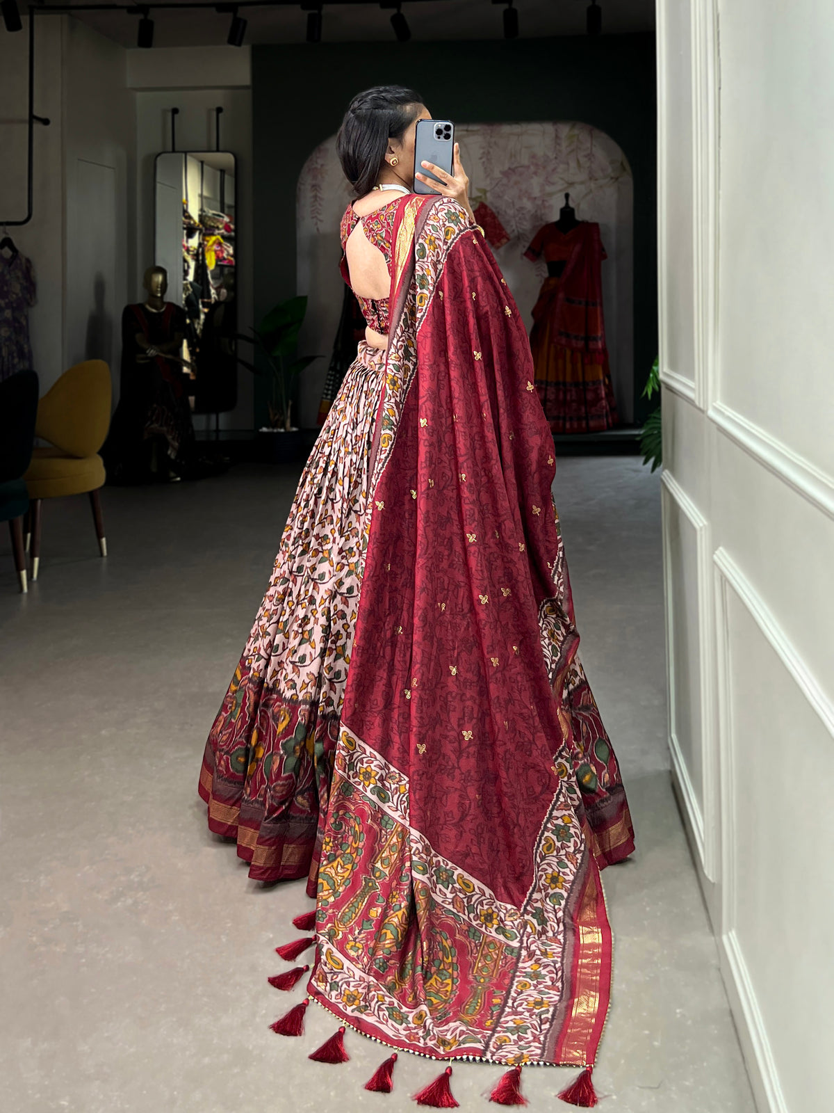 Women's Designer Semi-Stitched Tussar Silk Lehenga Choli | Printed Blouse & Matching Dupatta | Elegant for Wedding, Festival, Reception & Party