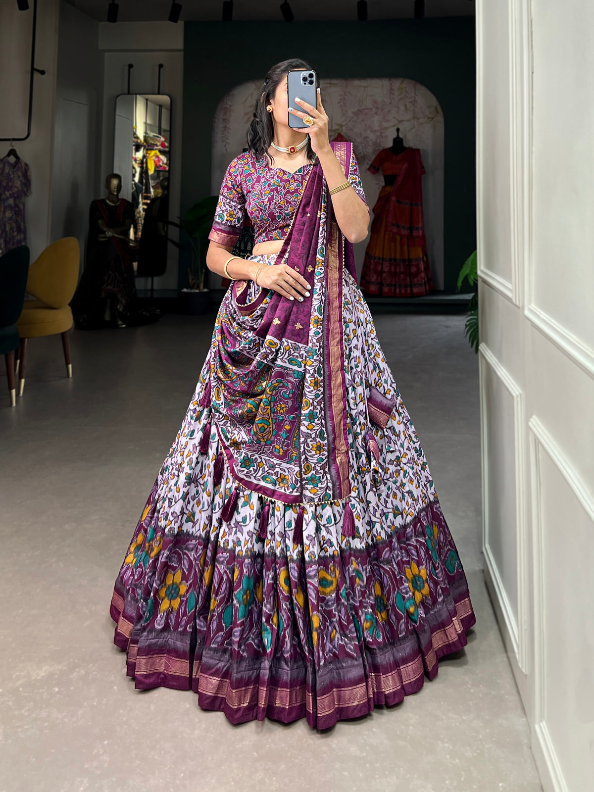Women's Designer Semi-Stitched Tussar Silk Lehenga Choli | Printed Blouse & Matching Dupatta | Elegant for Wedding, Festival, Reception & Party