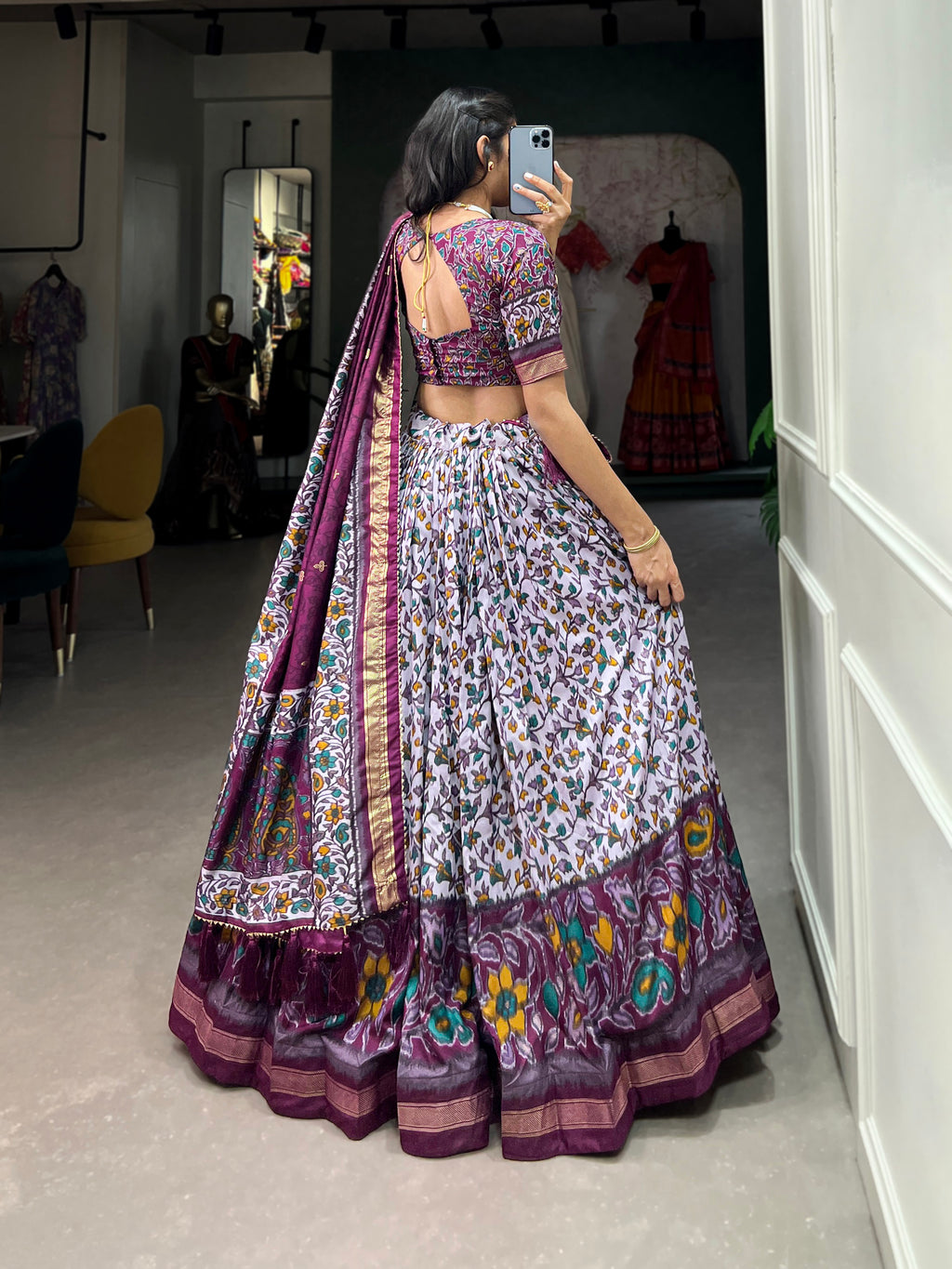 Women's Designer Semi-Stitched Tussar Silk Lehenga Choli | Printed Blouse & Matching Dupatta | Elegant for Wedding, Festival, Reception & Party