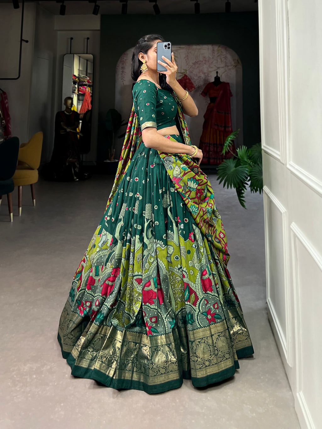 Designer Semi-Stitched Tussar Silk Lehenga Choli | Printed Blouse & Matching Dupatta | Elegant for Wedding, Festival, Reception & Party