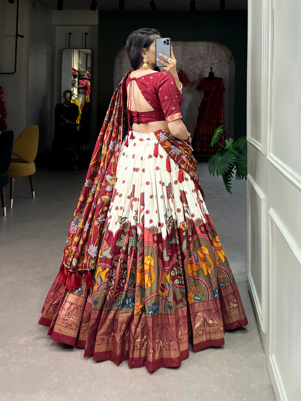 Designer Semi-Stitched Tussar Silk Lehenga Choli | Printed Blouse & Matching Dupatta | Elegant for Wedding, Festival, Reception & Party