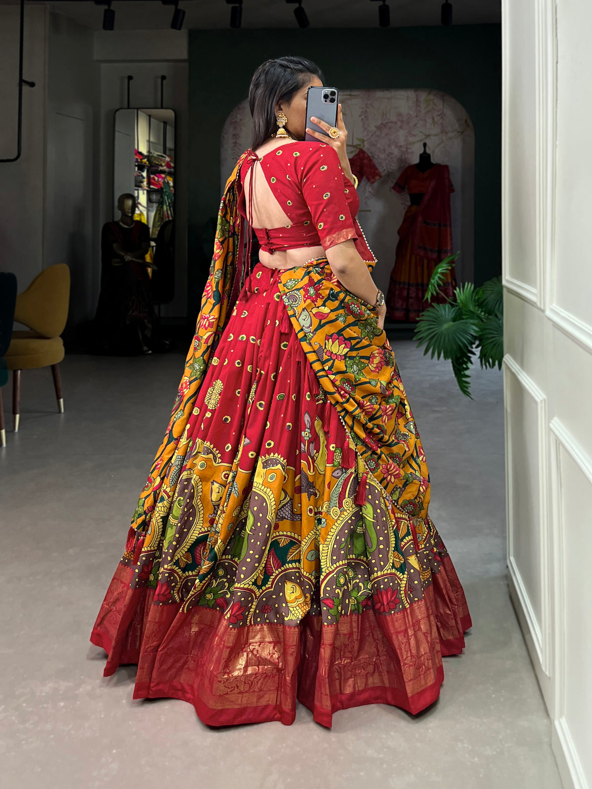 Designer Semi-Stitched Tussar Silk Lehenga Choli | Printed Blouse & Matching Dupatta | Elegant for Wedding, Festival, Reception & Party