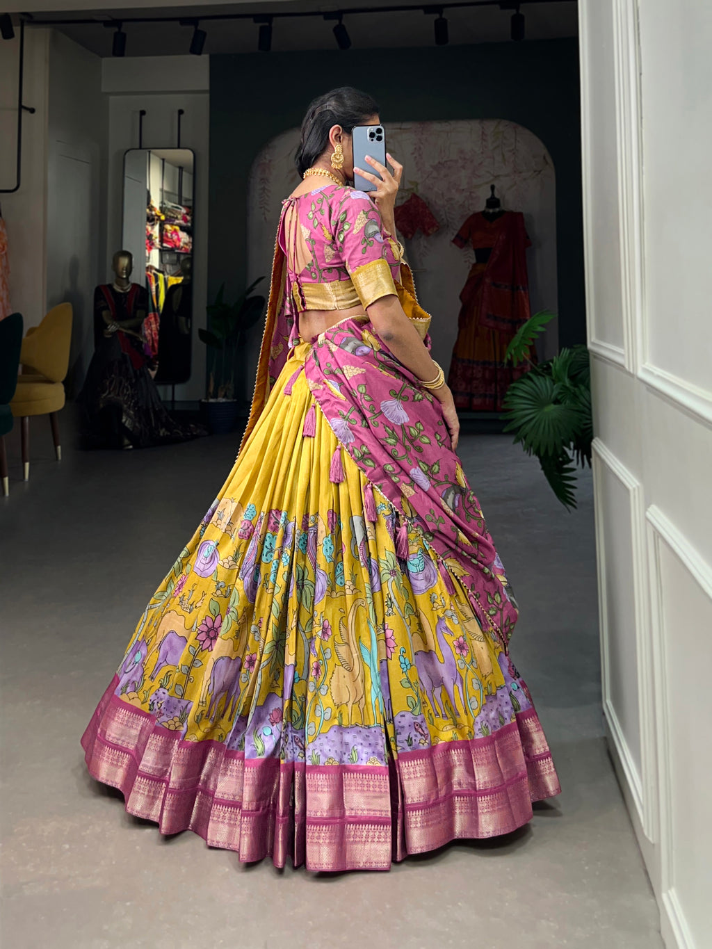 Designer Semi-Stitched Tussar Silk Lehenga Choli | Printed Blouse & Matching Dupatta | Elegant for Wedding, Festival, Reception & Party
