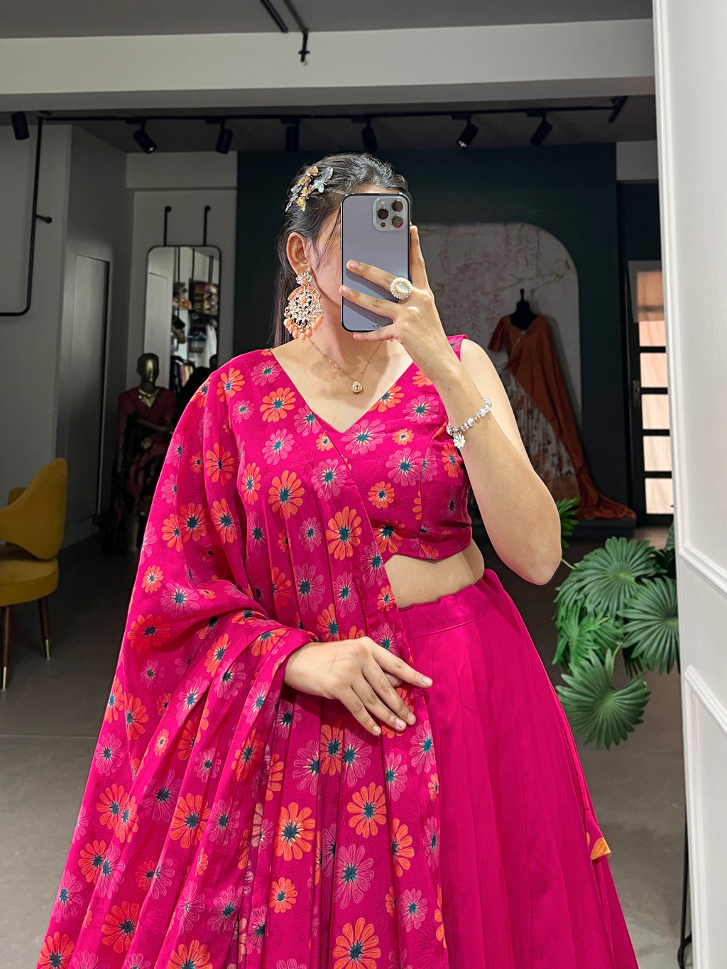 Designer Semi-Stitched Tussar Silk Lehenga Choli | Printed Blouse & Matching Dupatta | Elegant for Wedding, Festival, Reception & Party