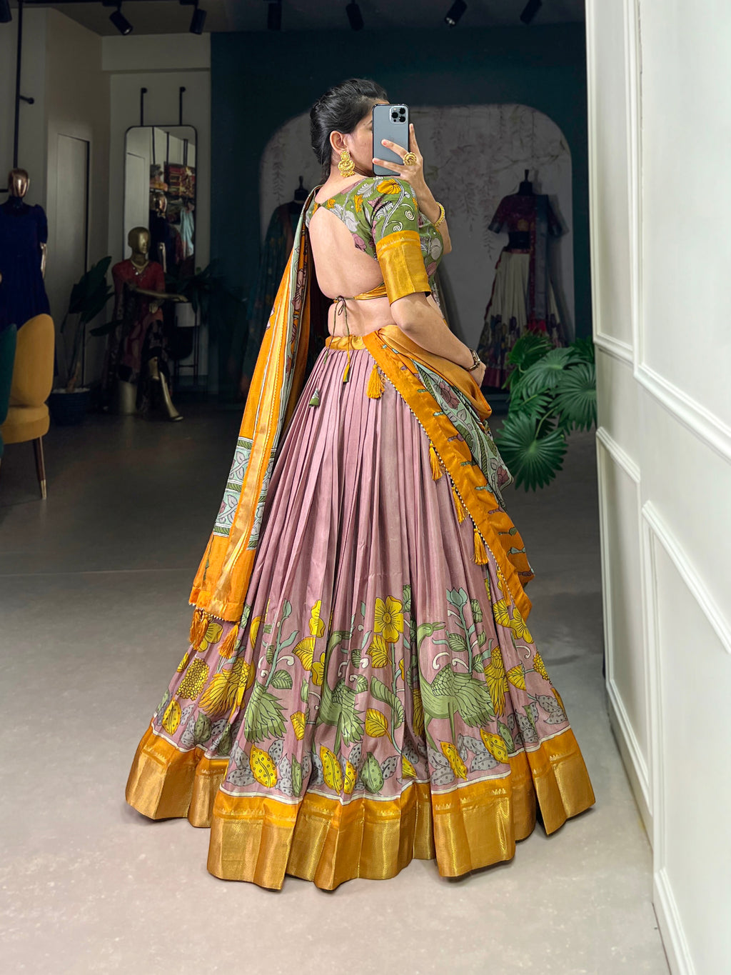 Designer Semi-Stitched Tussar Silk Lehenga Choli | Printed Blouse & Matching Dupatta | Elegant for Wedding, Festival, Reception & Party