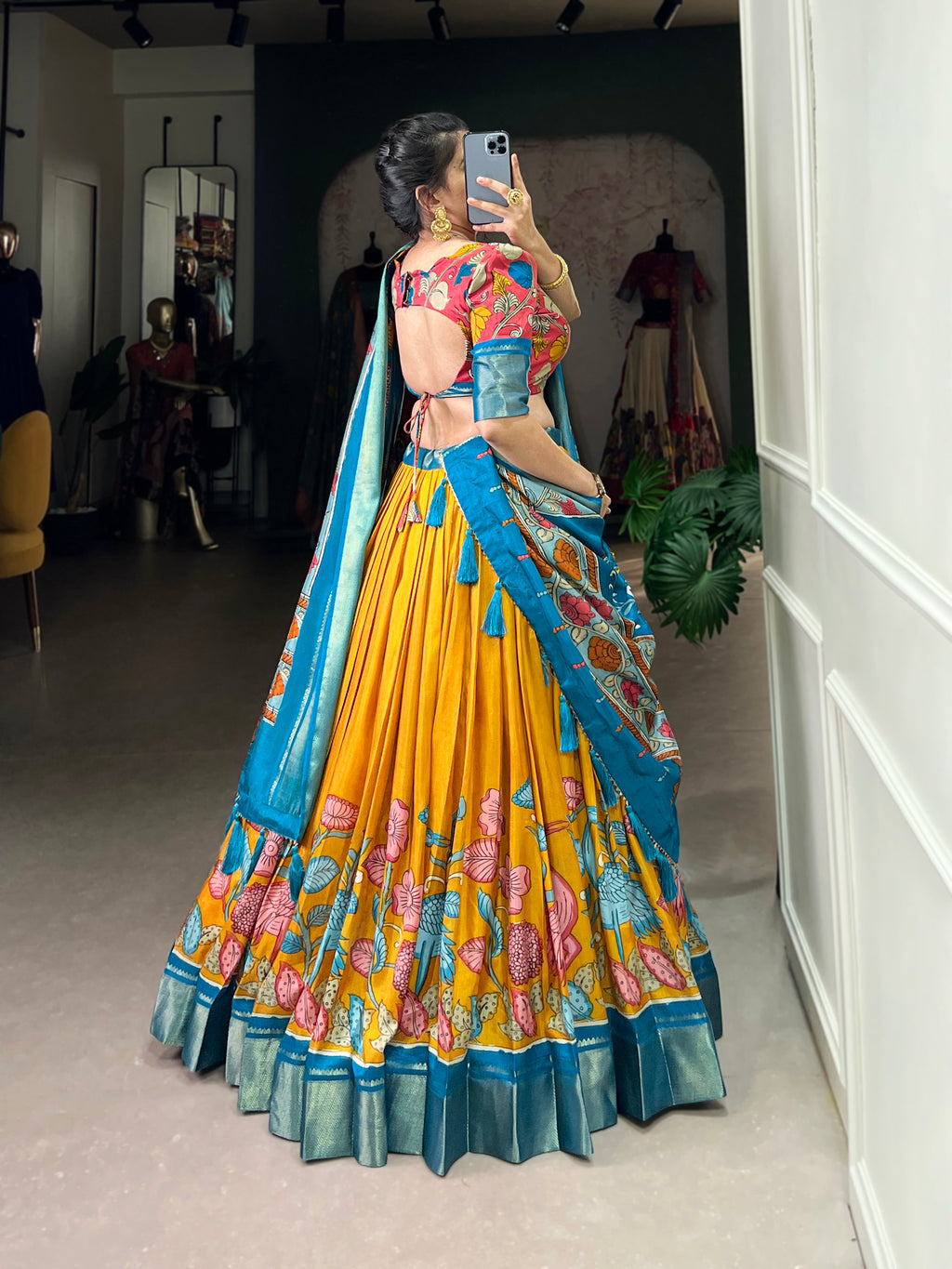 Designer Semi-Stitched Tussar Silk Lehenga Choli | Printed Blouse & Matching Dupatta | Elegant for Wedding, Festival, Reception & Party