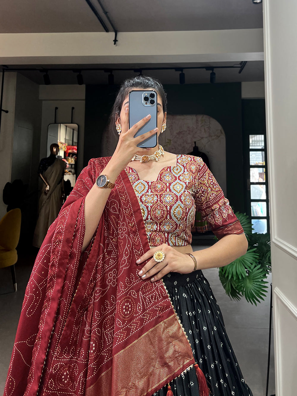 Designer Semi-Stitched Tussar Silk Lehenga Choli | Printed Blouse & Matching Dupatta | Elegant for Wedding, Festival, Reception & Party
