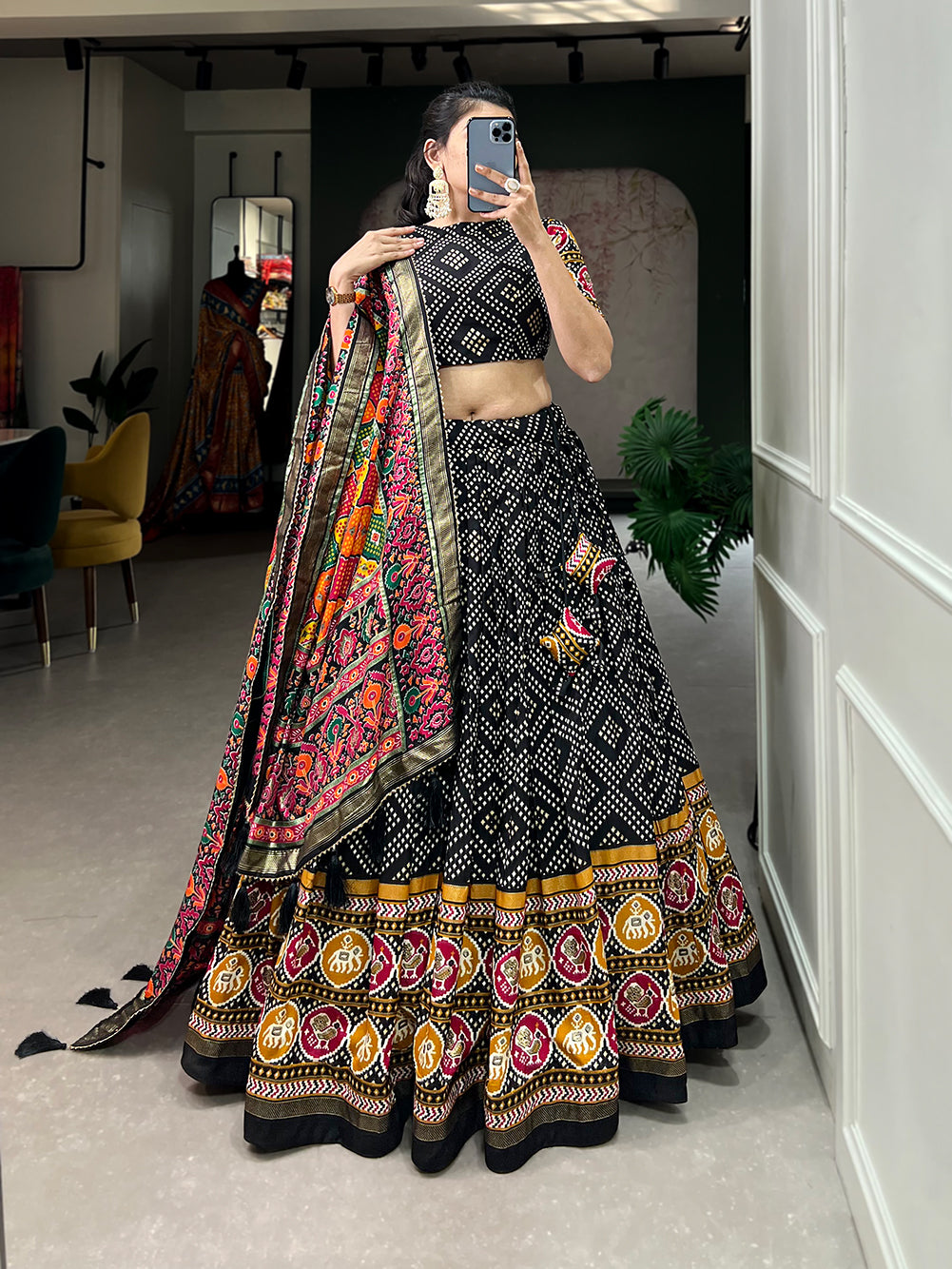 Designer Semi-Stitched Tussar Silk Lehenga Choli | Printed Blouse & Matching Dupatta | Elegant for Wedding, Festival, Reception & Party
