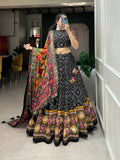 Designer Semi-Stitched Tussar Silk Lehenga Choli | Printed Blouse & Matching Dupatta | Elegant for Wedding, Festival, Reception & Party