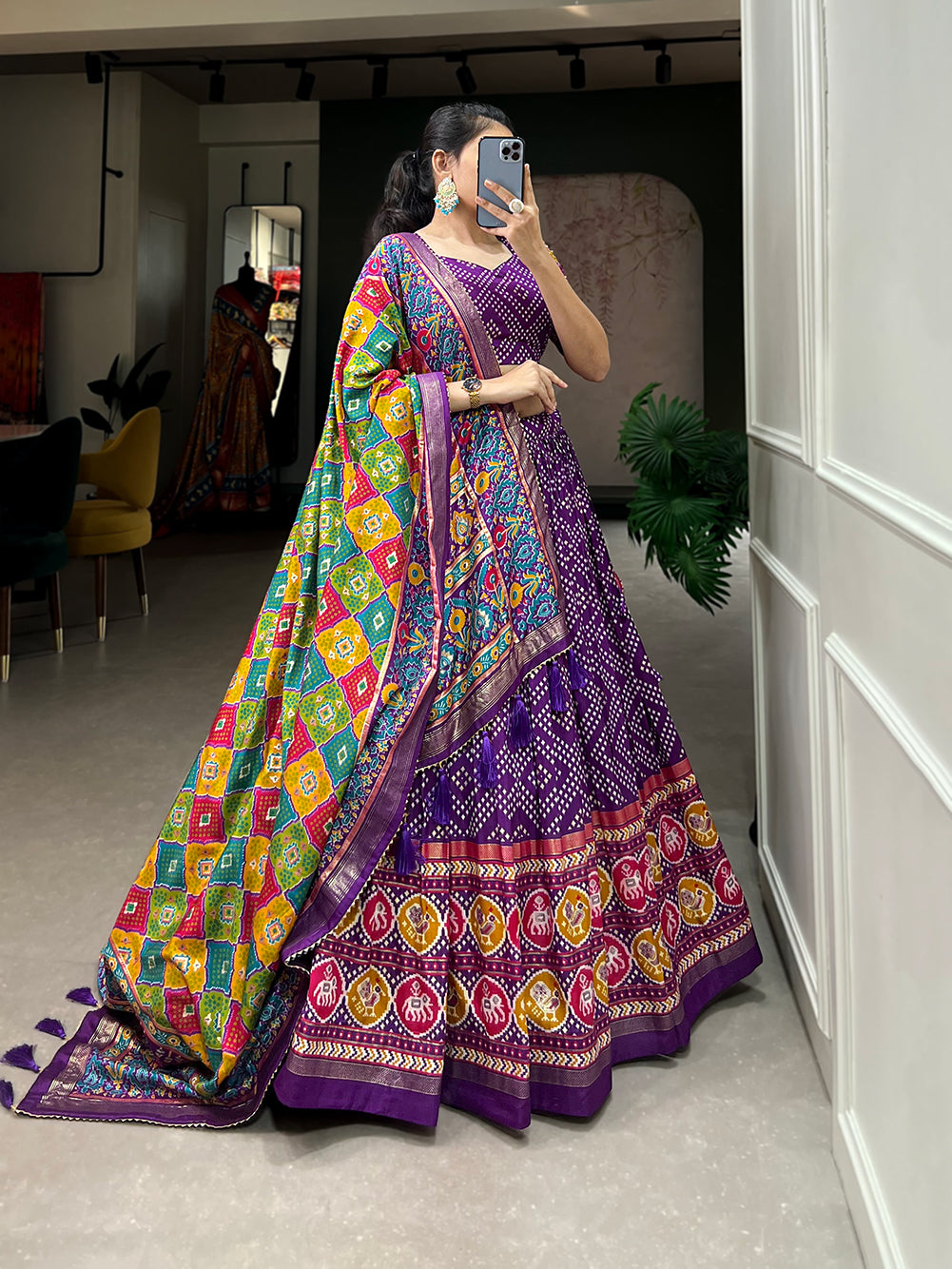 Designer Semi-Stitched Tussar Silk Lehenga Choli | Printed Blouse & Matching Dupatta | Elegant for Wedding, Festival, Reception & Party