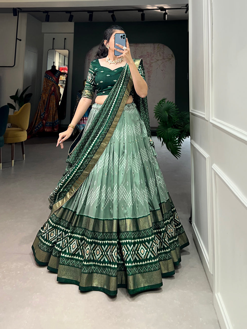 Designer Semi-Stitched Tussar Silk Lehenga Choli | Printed Blouse & Matching Dupatta | Elegant for Wedding, Festival, Reception & Party