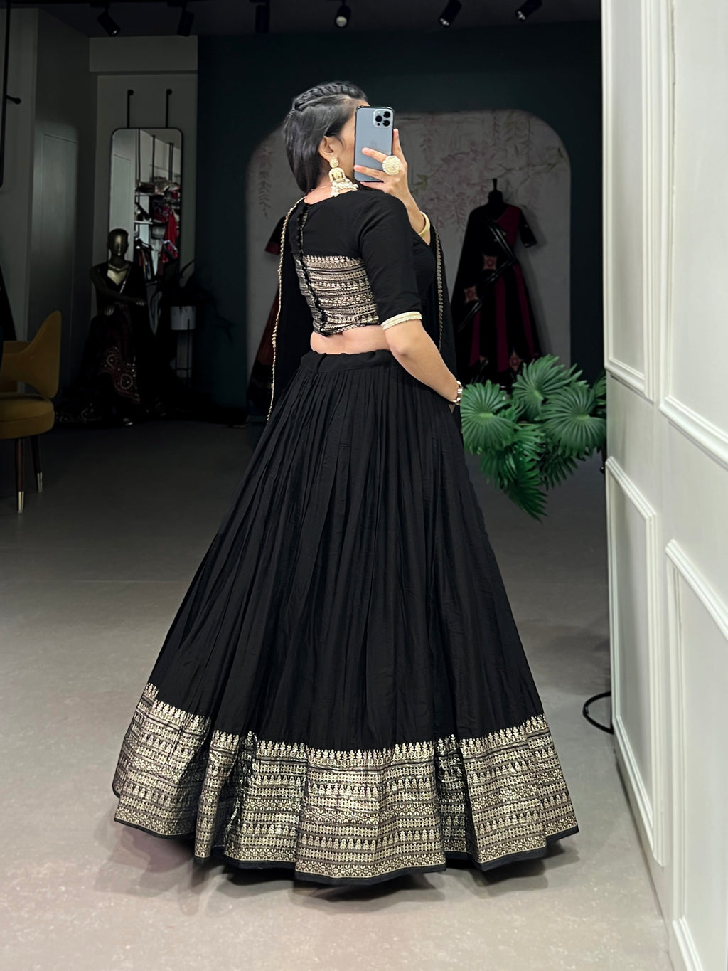 Designer Semi-Stitched Tussar Silk Lehenga Choli | Printed Blouse & Matching Dupatta | Elegant for Wedding, Festival, Reception & Party