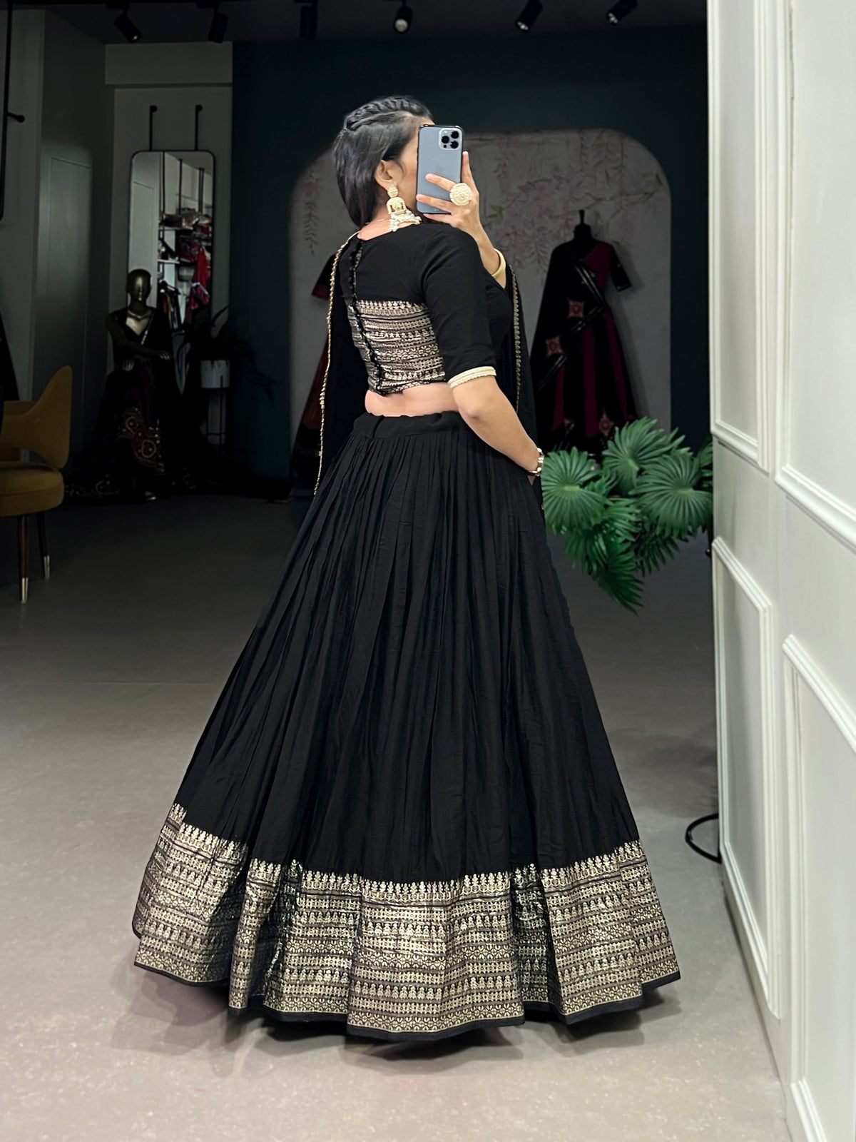 Designer Semi-Stitched Tussar Silk Lehenga Choli | Printed Blouse & Matching Dupatta | Elegant for Wedding, Festival, Reception & Party