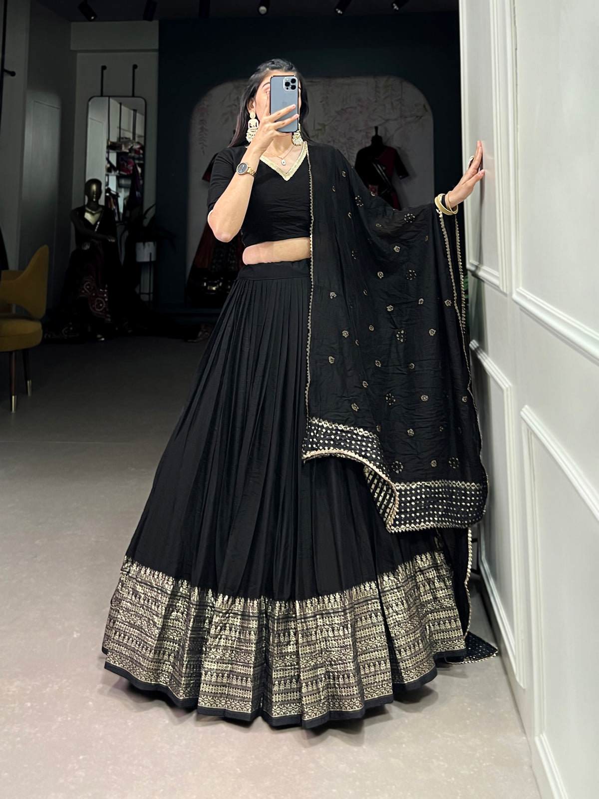 Designer Semi-Stitched Tussar Silk Lehenga Choli | Printed Blouse & Matching Dupatta | Elegant for Wedding, Festival, Reception & Party