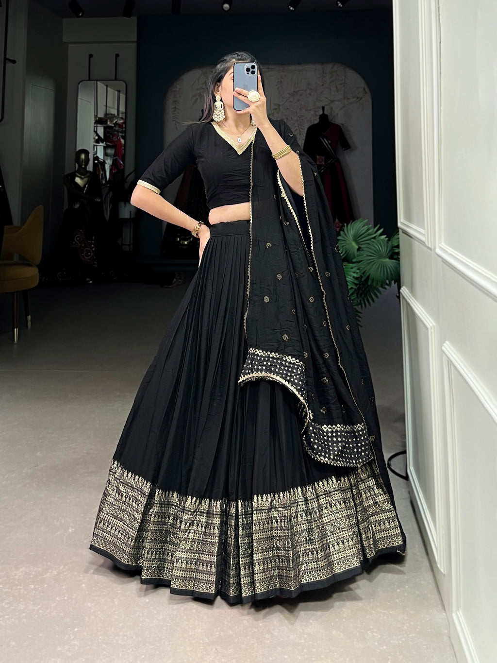 Designer Semi-Stitched Tussar Silk Lehenga Choli | Printed Blouse & Matching Dupatta | Elegant for Wedding, Festival, Reception & Party
