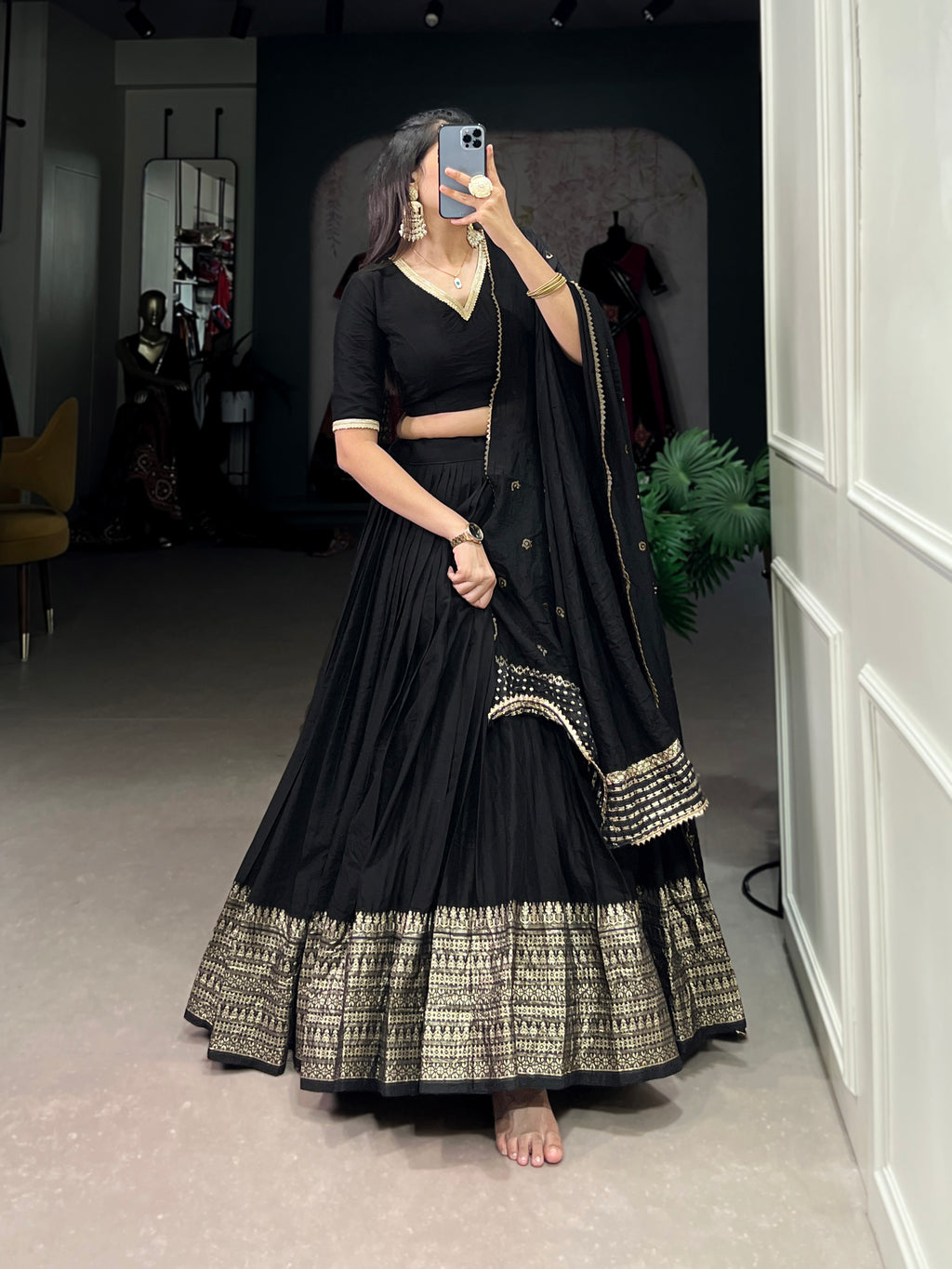 Designer Semi-Stitched Tussar Silk Lehenga Choli | Printed Blouse & Matching Dupatta | Elegant for Wedding, Festival, Reception & Party