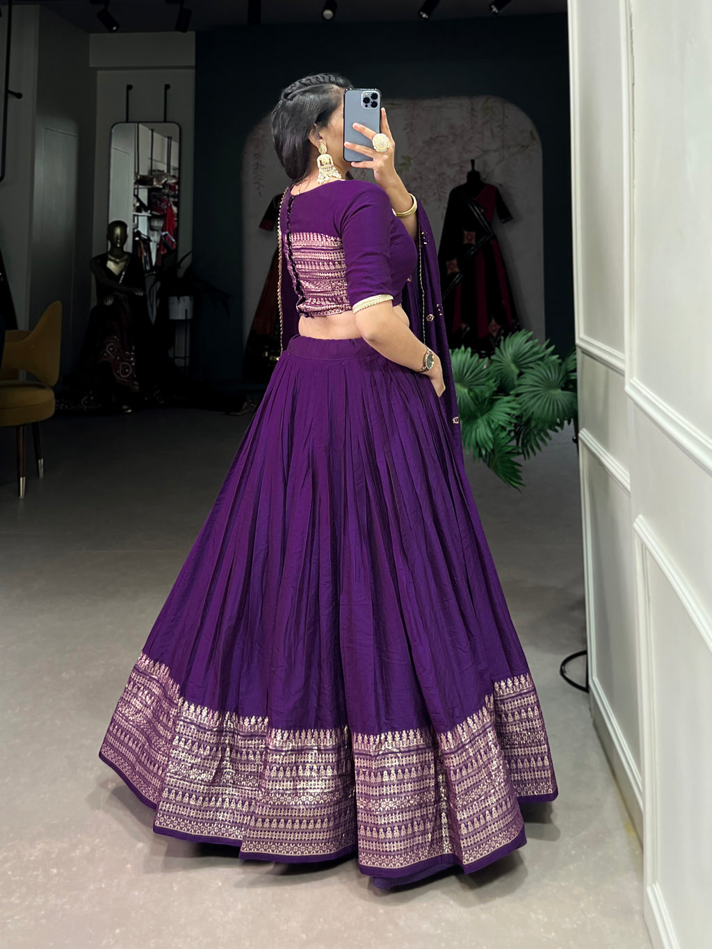 Designer Semi-Stitched Tussar Silk Lehenga Choli | Printed Blouse & Matching Dupatta | Elegant for Wedding, Festival, Reception & Party