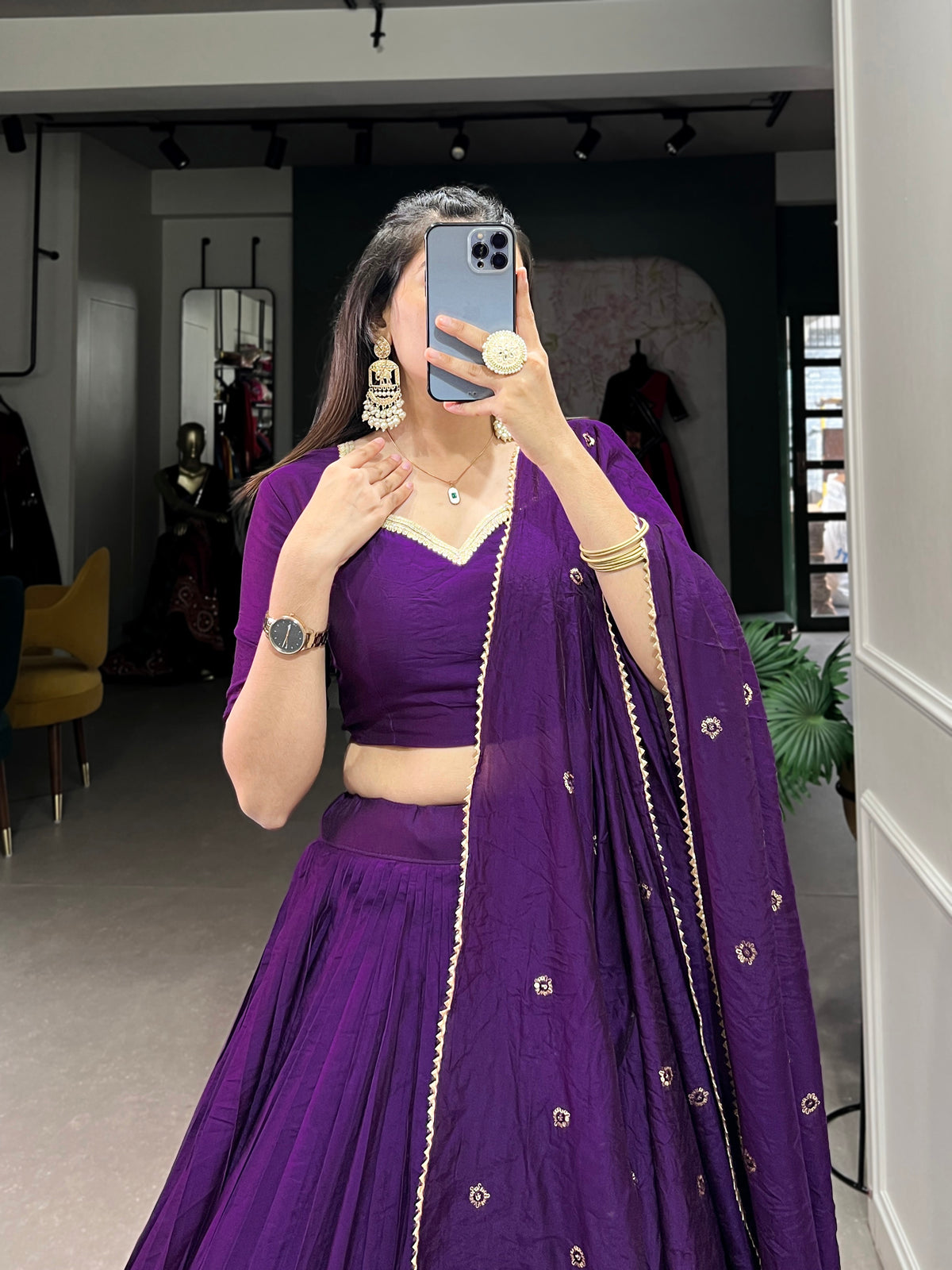 Designer Semi-Stitched Tussar Silk Lehenga Choli | Printed Blouse & Matching Dupatta | Elegant for Wedding, Festival, Reception & Party
