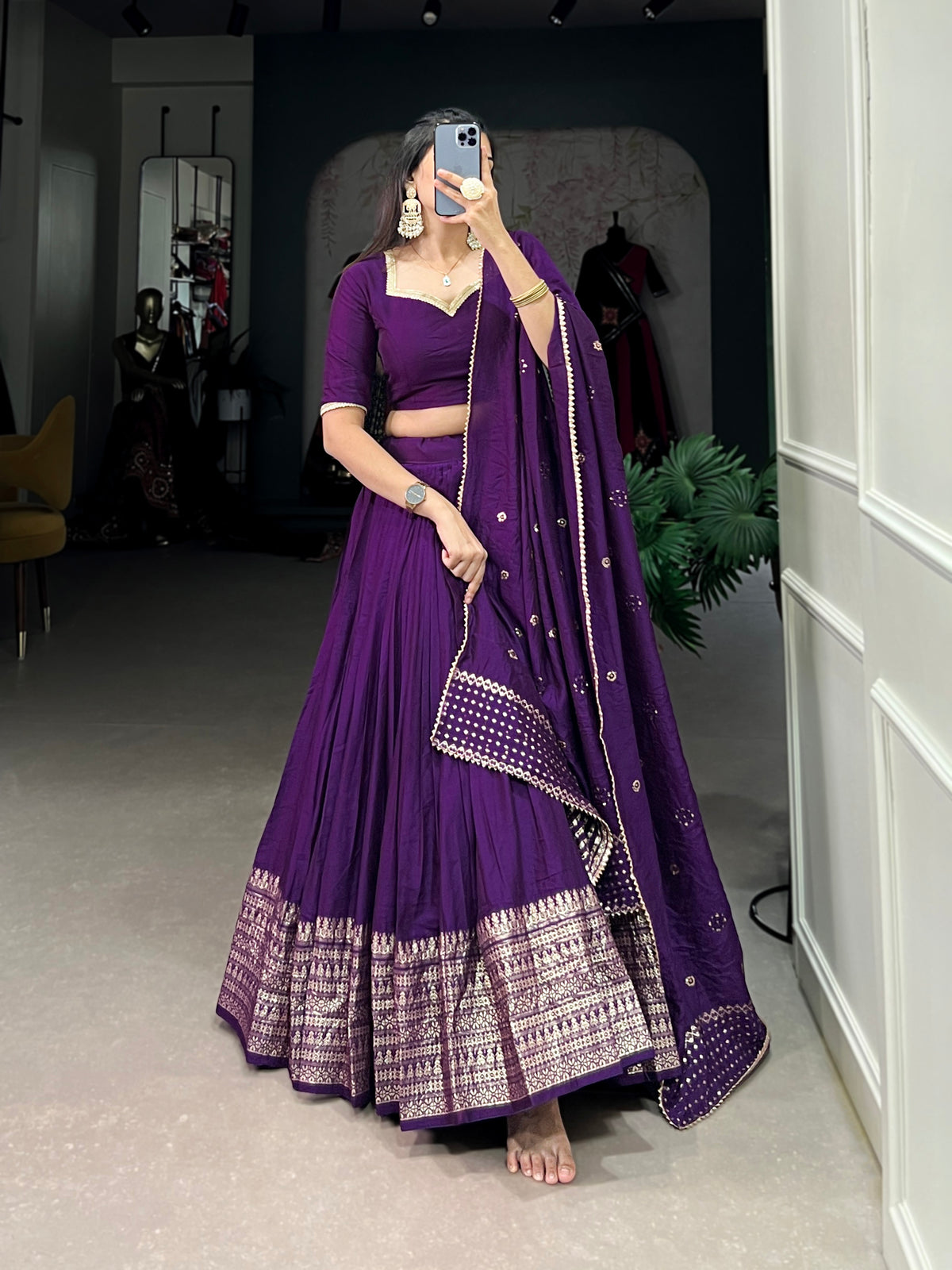 Designer Semi-Stitched Tussar Silk Lehenga Choli | Printed Blouse & Matching Dupatta | Elegant for Wedding, Festival, Reception & Party