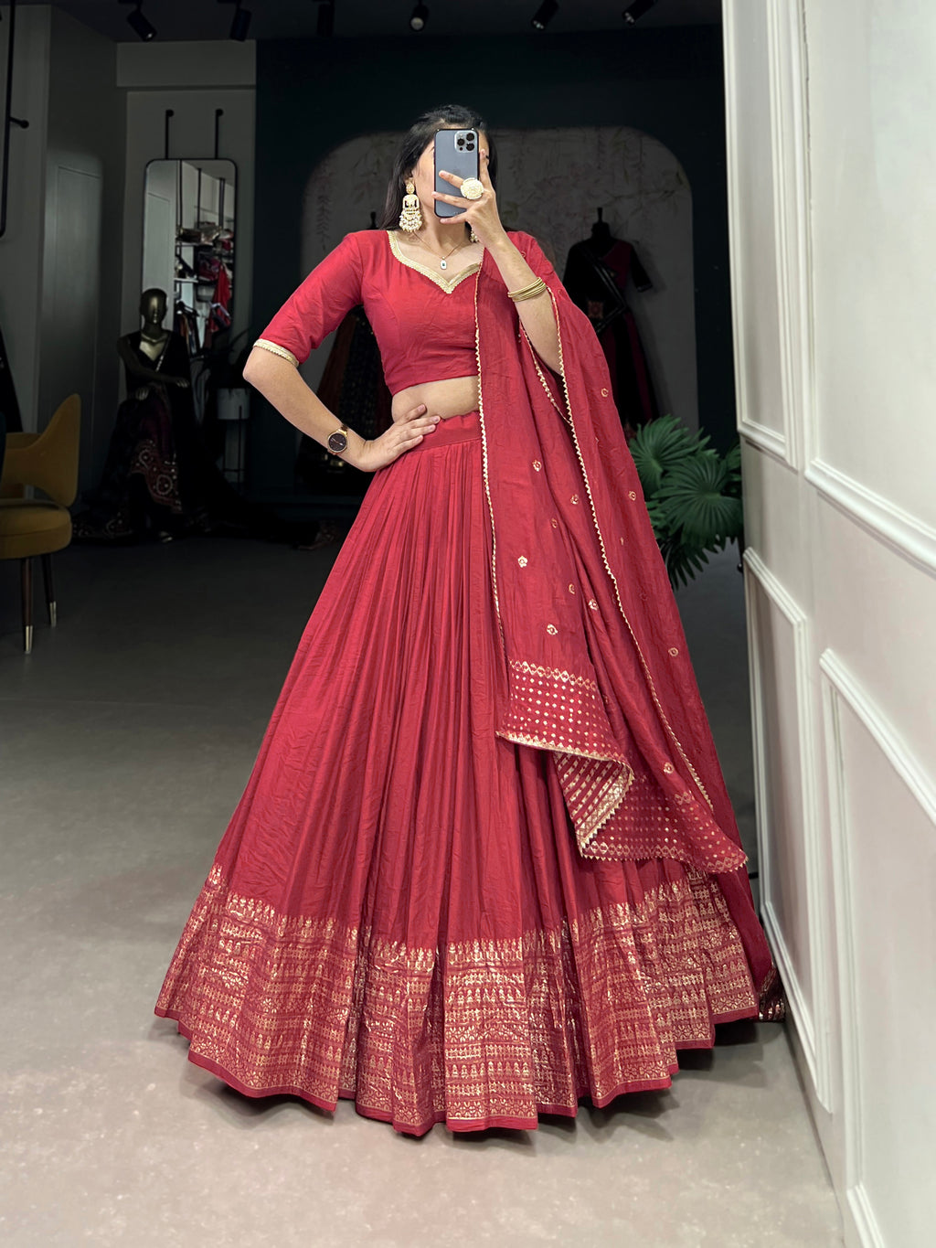 Designer Semi-Stitched Tussar Silk Lehenga Choli | Printed Blouse & Matching Dupatta | Elegant for Wedding, Festival, Reception & Party