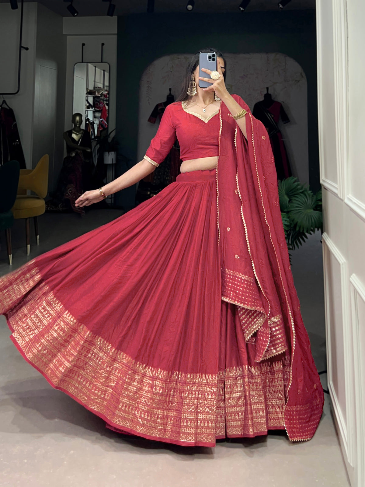 Designer Semi-Stitched Tussar Silk Lehenga Choli | Printed Blouse & Matching Dupatta | Elegant for Wedding, Festival, Reception & Party