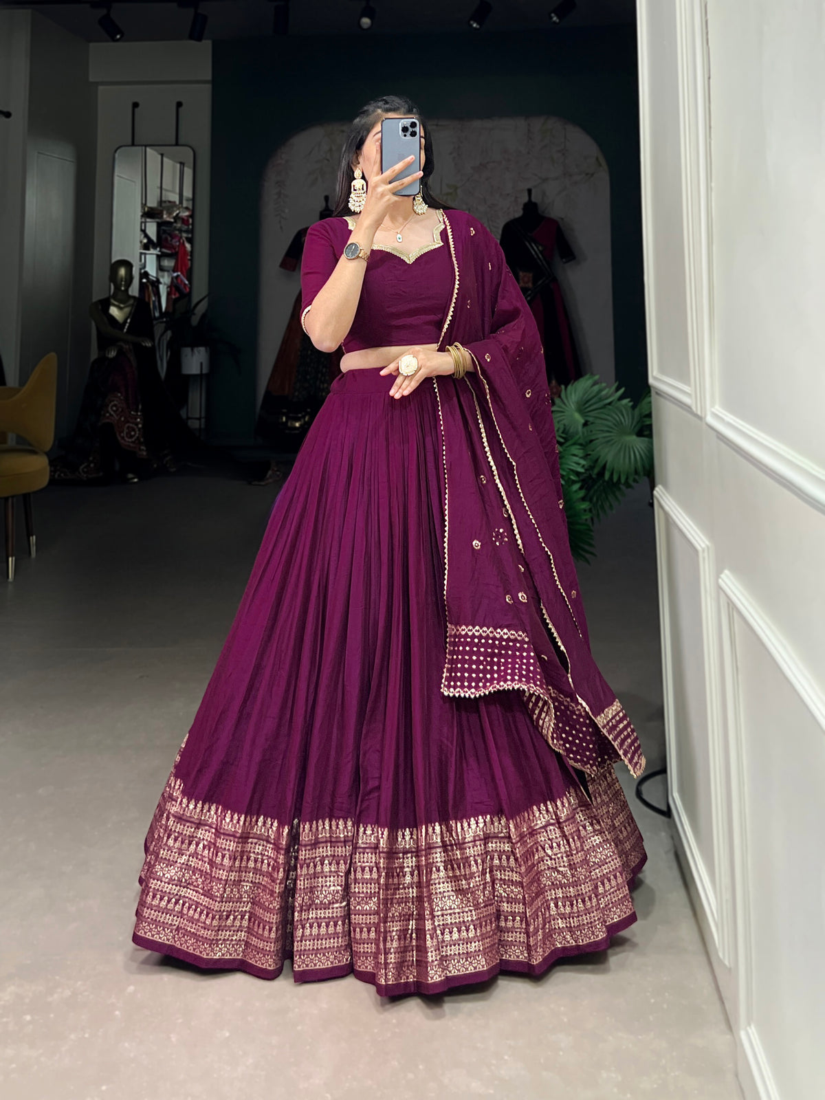 Designer Semi-Stitched Tussar Silk Lehenga Choli | Printed Blouse & Matching Dupatta | Elegant for Wedding, Festival, Reception & Party