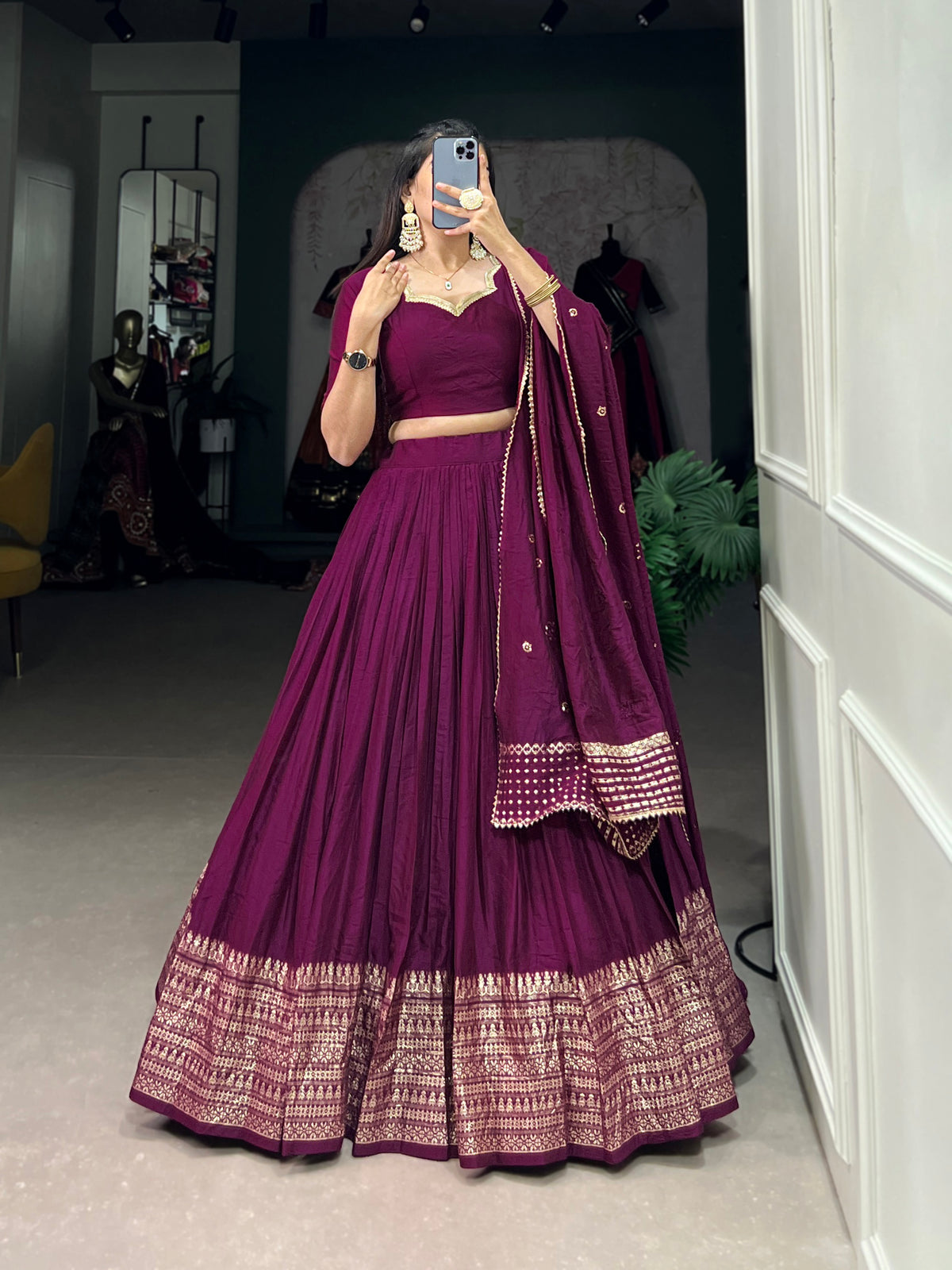 Designer Semi-Stitched Tussar Silk Lehenga Choli | Printed Blouse & Matching Dupatta | Elegant for Wedding, Festival, Reception & Party