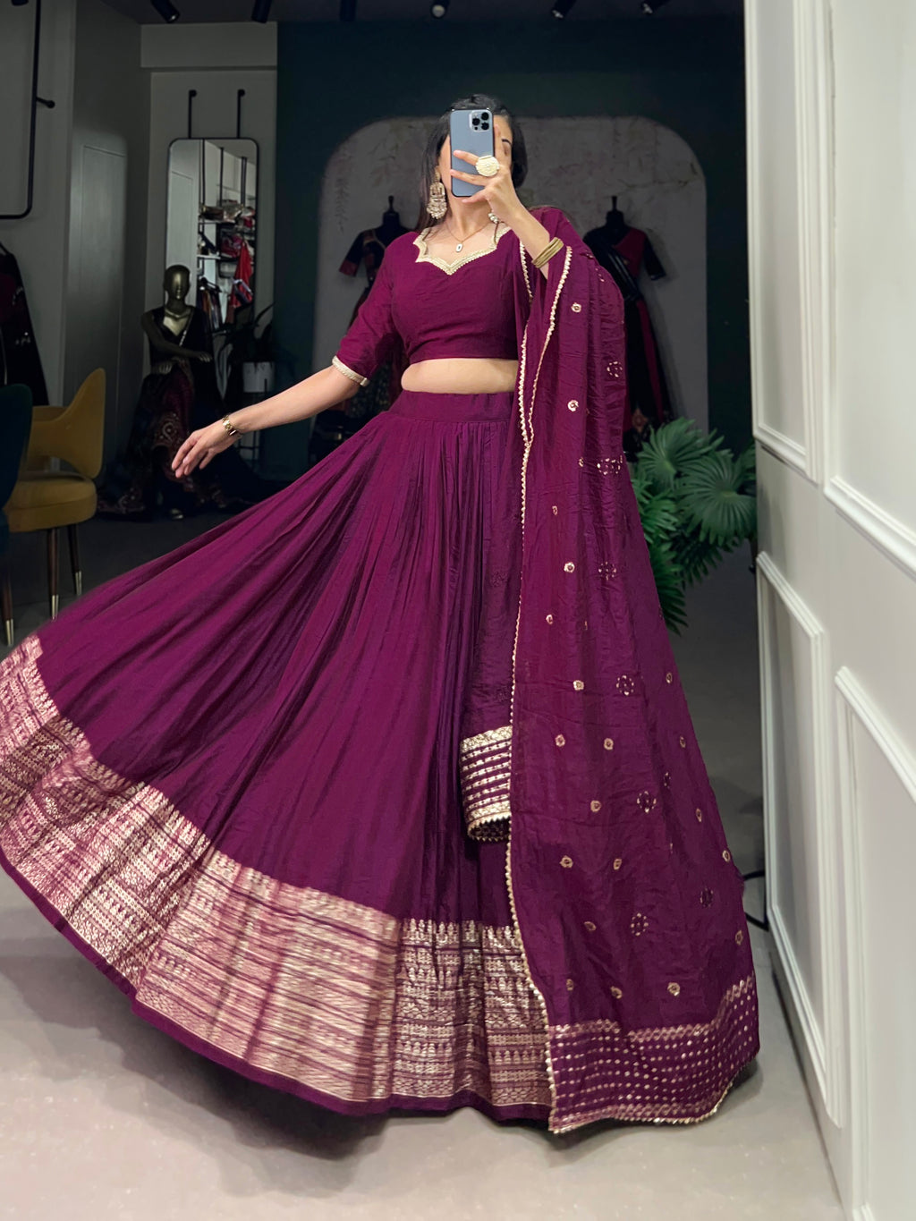 Designer Semi-Stitched Tussar Silk Lehenga Choli | Printed Blouse & Matching Dupatta | Elegant for Wedding, Festival, Reception & Party