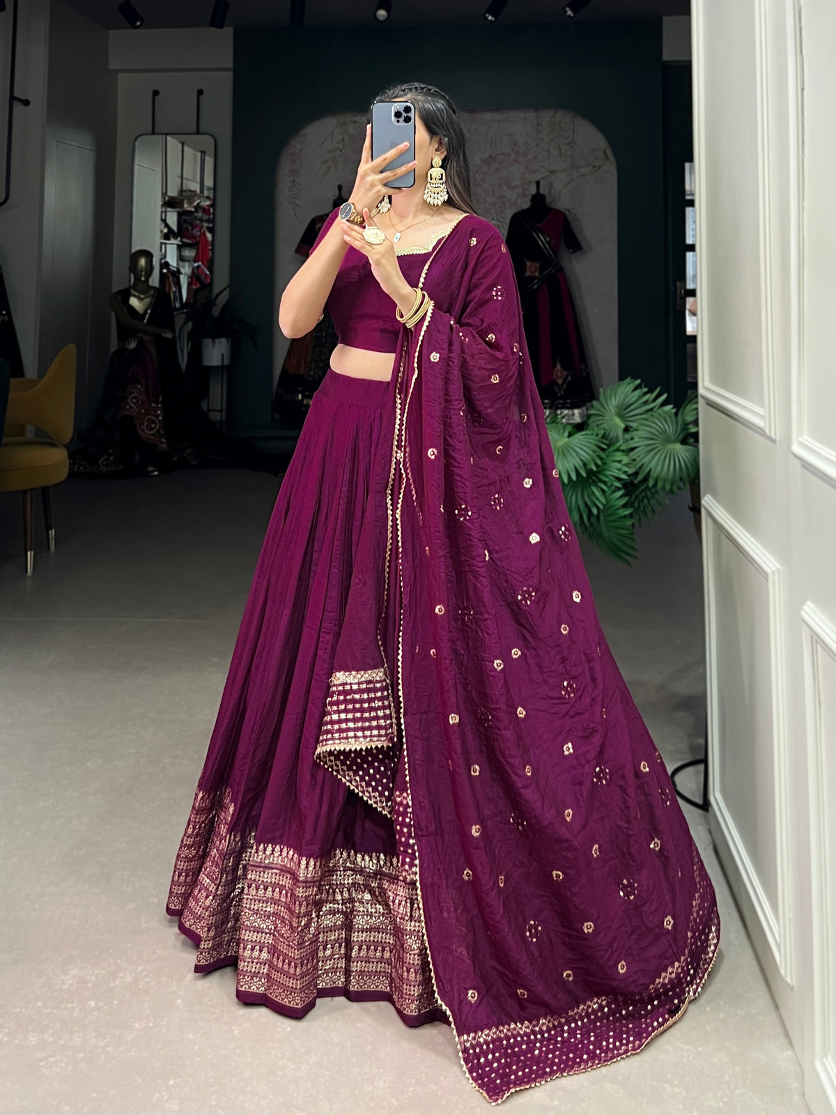 Designer Semi-Stitched Tussar Silk Lehenga Choli | Printed Blouse & Matching Dupatta | Elegant for Wedding, Festival, Reception & Party