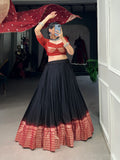 Designer Semi-Stitched Tussar Silk Lehenga Choli | Printed Blouse & Matching Dupatta | Elegant for Wedding, Festival, Reception & Party
