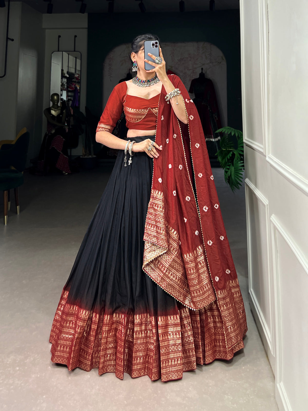 Designer Semi-Stitched Tussar Silk Lehenga Choli | Printed Blouse & Matching Dupatta | Elegant for Wedding, Festival, Reception & Party
