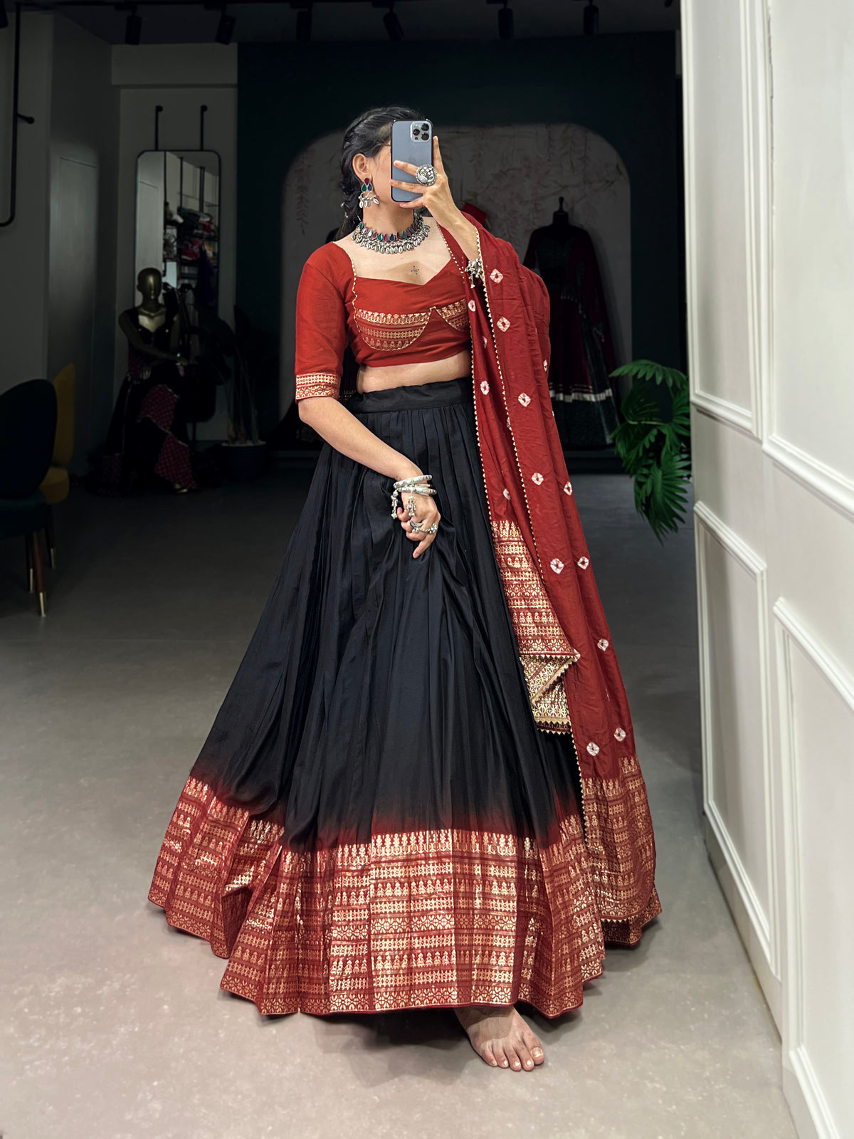Designer Semi-Stitched Tussar Silk Lehenga Choli | Printed Blouse & Matching Dupatta | Elegant for Wedding, Festival, Reception & Party