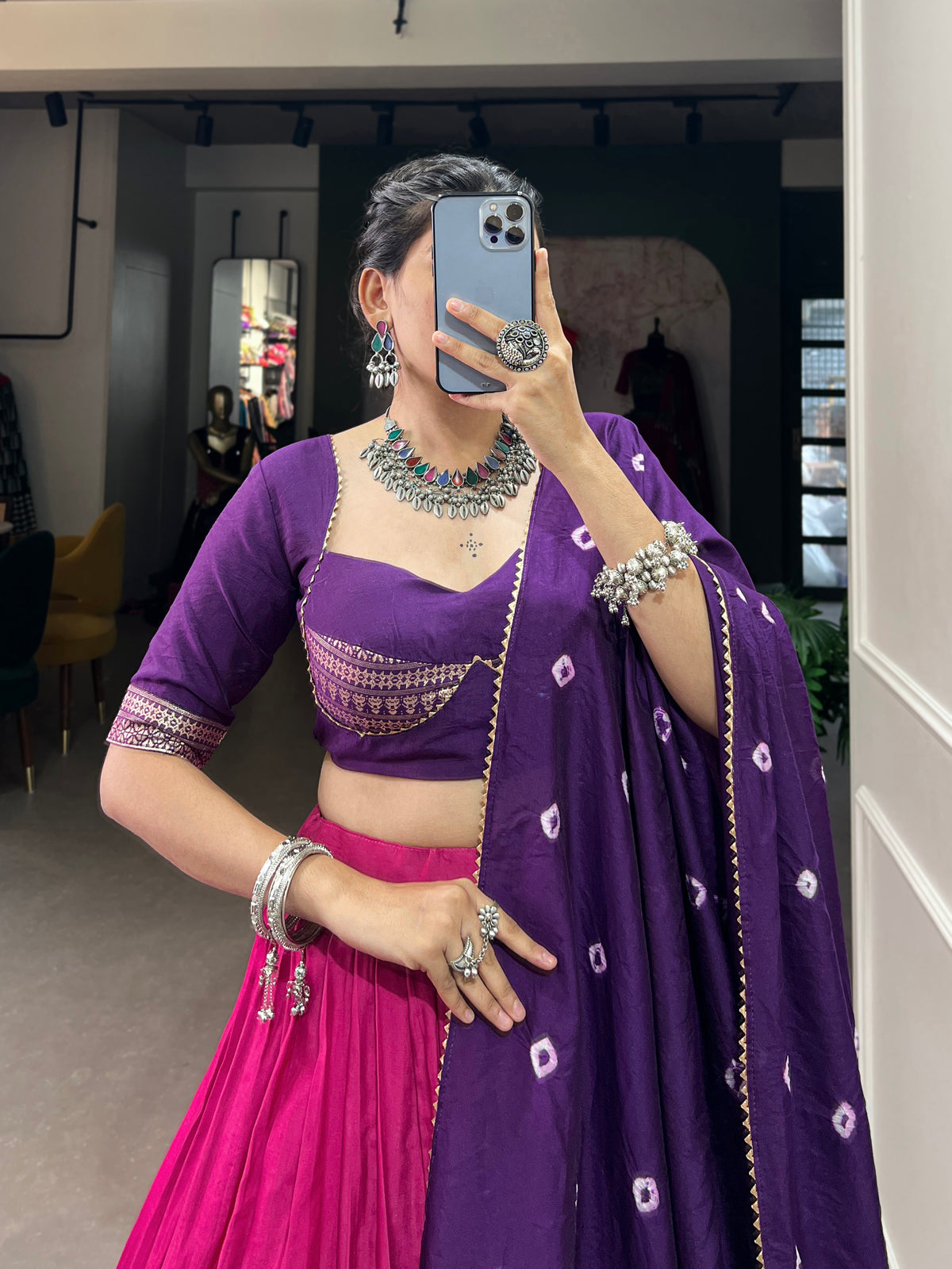 Designer Semi-Stitched Tussar Silk Lehenga Choli | Printed Blouse & Matching Dupatta | Elegant for Wedding, Festival, Reception & Party