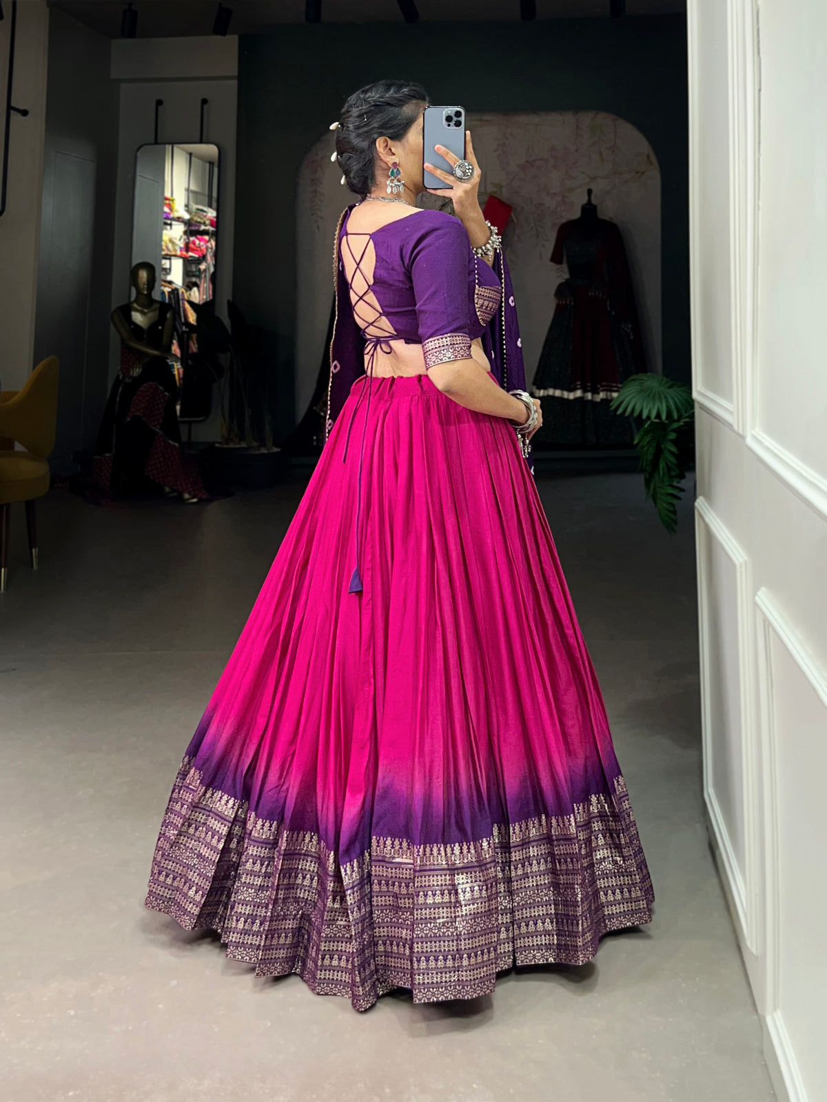 Designer Semi-Stitched Tussar Silk Lehenga Choli | Printed Blouse & Matching Dupatta | Elegant for Wedding, Festival, Reception & Party