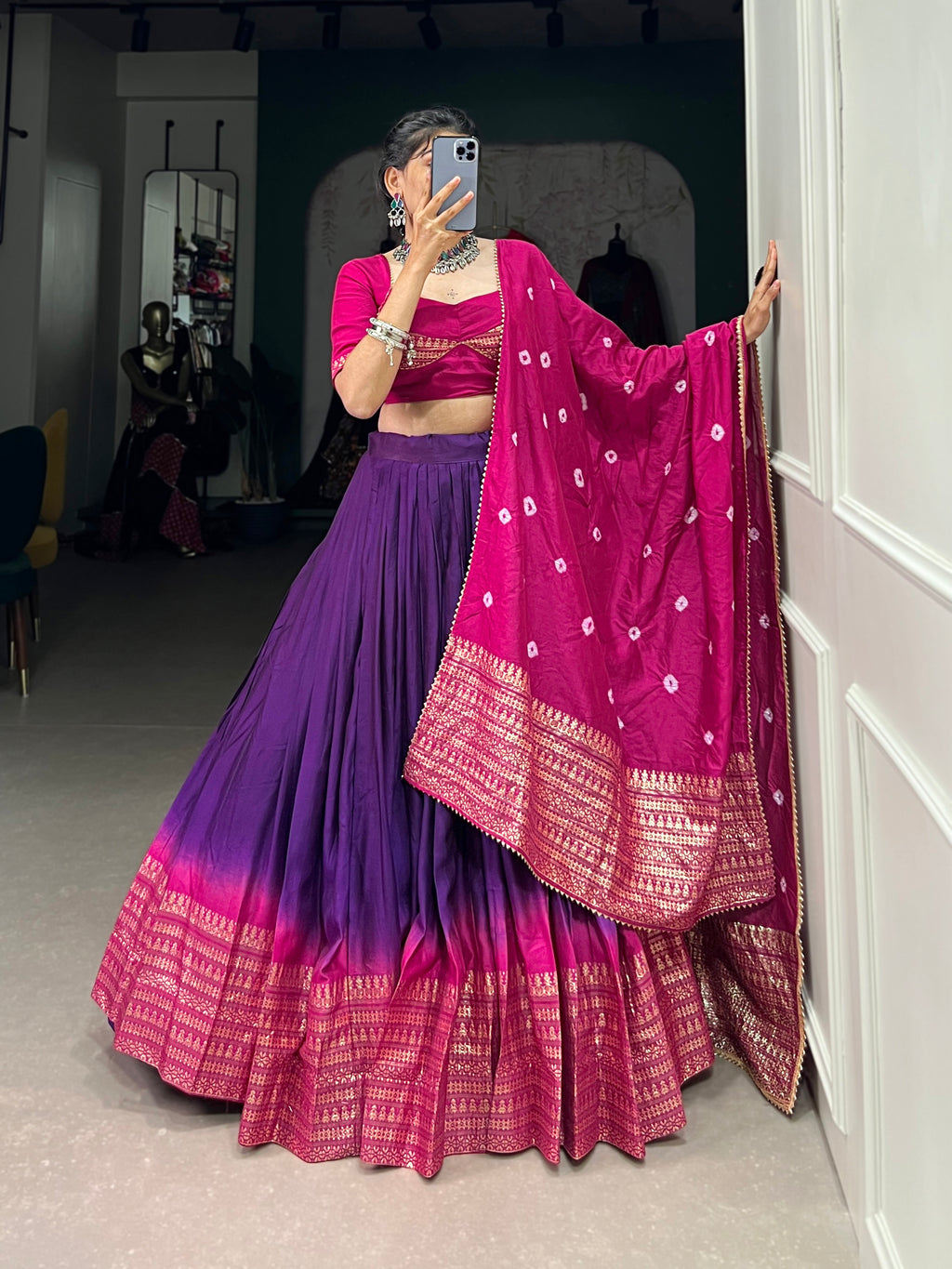 Designer Semi-Stitched Tussar Silk Lehenga Choli | Printed Blouse & Matching Dupatta | Elegant for Wedding, Festival, Reception & Party