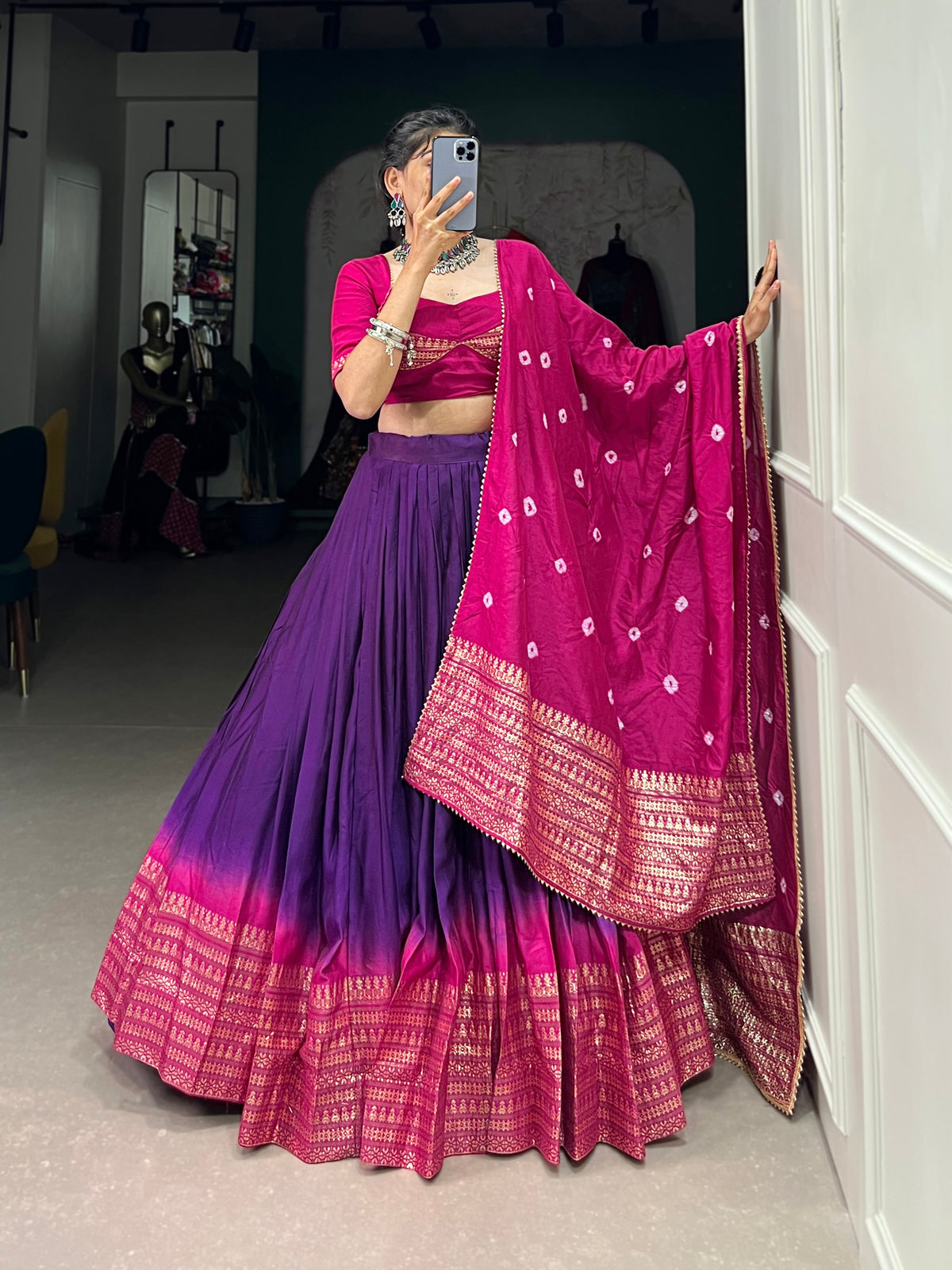 Designer Semi-Stitched Tussar Silk Lehenga Choli | Printed Blouse & Matching Dupatta | Elegant for Wedding, Festival, Reception & Party