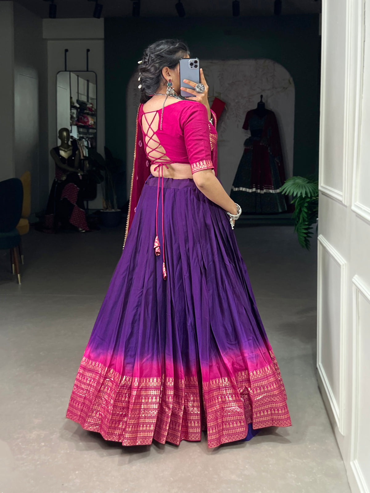 Designer Semi-Stitched Tussar Silk Lehenga Choli | Printed Blouse & Matching Dupatta | Elegant for Wedding, Festival, Reception & Party