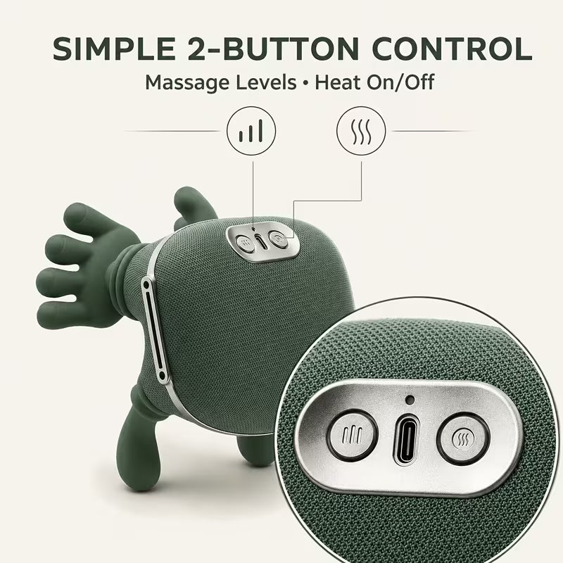 Portable 5D Kneading Neck And Shoulder Massager, USB Rechargeable Wireless Massage Device with 4-Claw Design, Heat Function, Finger-Like Kneading Experience for Neck, Back And Waist, Home Relaxation Gift for Men And Women, Olive Green