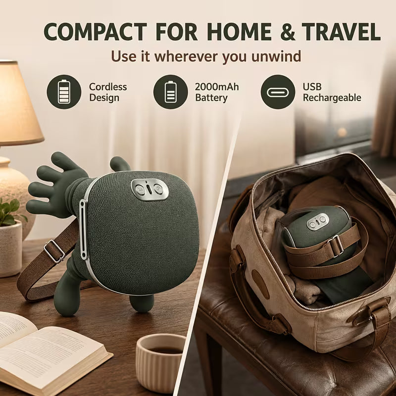 Portable 5D Kneading Neck And Shoulder Massager, USB Rechargeable Wireless Massage Device with 4-Claw Design, Heat Function, Finger-Like Kneading Experience for Neck, Back And Waist, Home Relaxation Gift for Men And Women, Olive Green