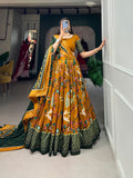 Designer Semi-Stitched Tussar Silk Lehenga Choli | Printed Blouse & Matching Dupatta | Elegant for Wedding, Festival, Reception & Party