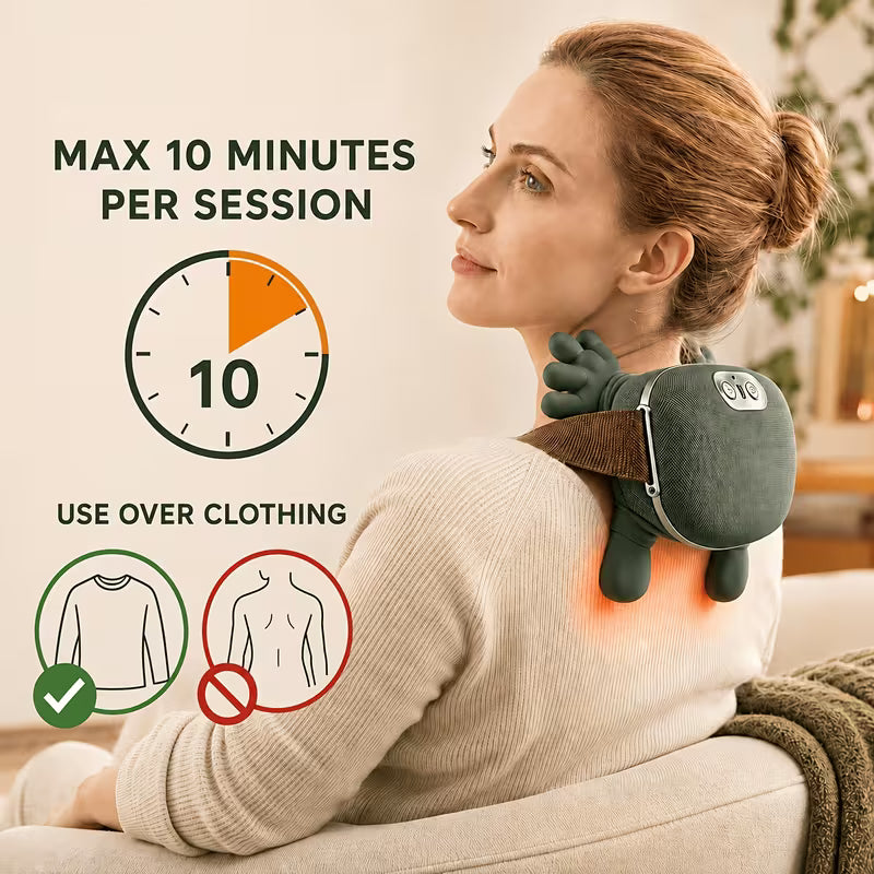 Portable 5D Kneading Neck And Shoulder Massager, USB Rechargeable Wireless Massage Device with 4-Claw Design, Heat Function, Finger-Like Kneading Experience for Neck, Back And Waist, Home Relaxation Gift for Men And Women, Olive Green