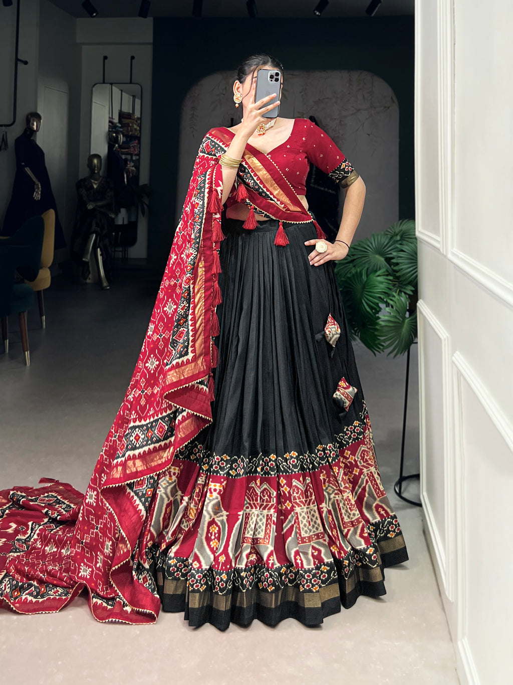 Designer Semi-Stitched Tussar Silk Lehenga Choli | Printed Blouse & Matching Dupatta | Elegant for Wedding, Festival, Reception & Party