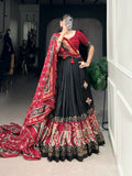 Designer Semi-Stitched Tussar Silk Lehenga Choli | Printed Blouse & Matching Dupatta | Elegant for Wedding, Festival, Reception & Party