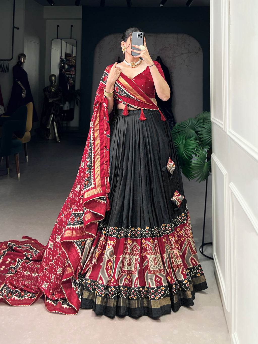 Designer Semi-Stitched Tussar Silk Lehenga Choli | Printed Blouse & Matching Dupatta | Elegant for Wedding, Festival, Reception & Party